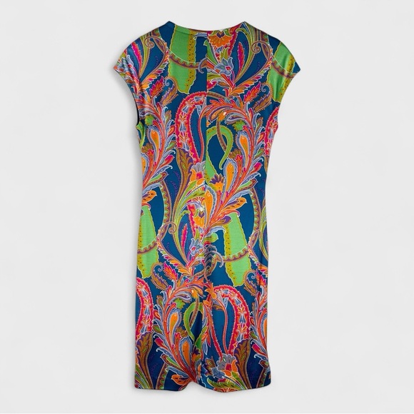 Ralph Lauren Black Label Size 2 Multicolor Paisley 100% Silk Jersey Sheath Dress - Picture 3 of 13
